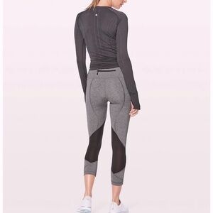 Lululemon 3/4NWOT Pace Rival crop leggings heathered gray and black